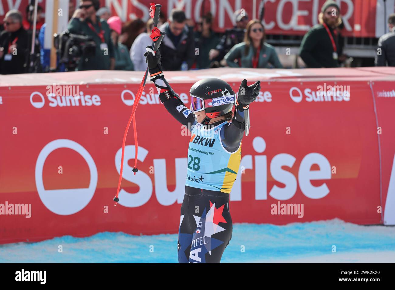 United States' Lauren Macuga gets to the finish area after completing