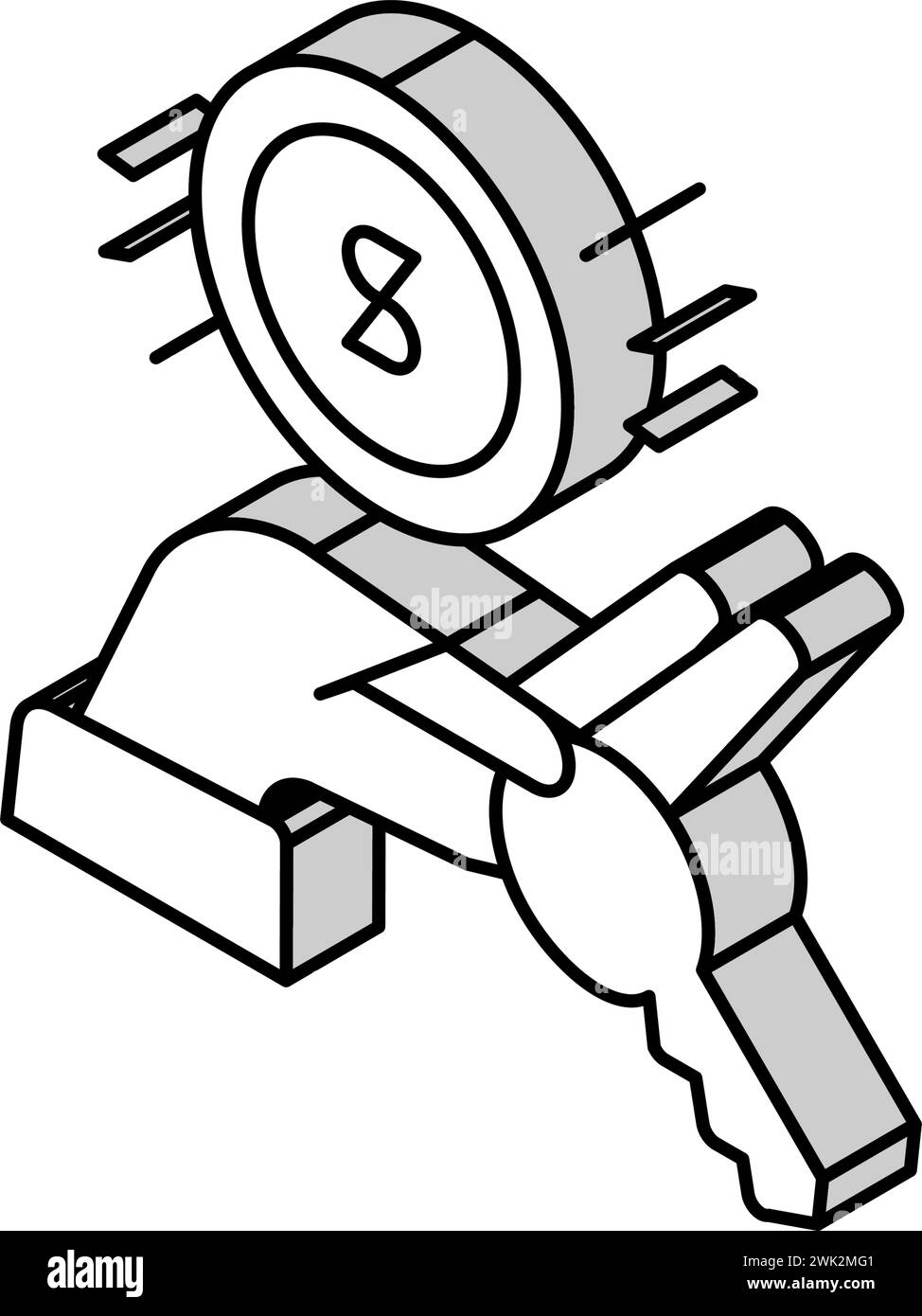 hand holding house key and coin isometric icon vector illustration ...