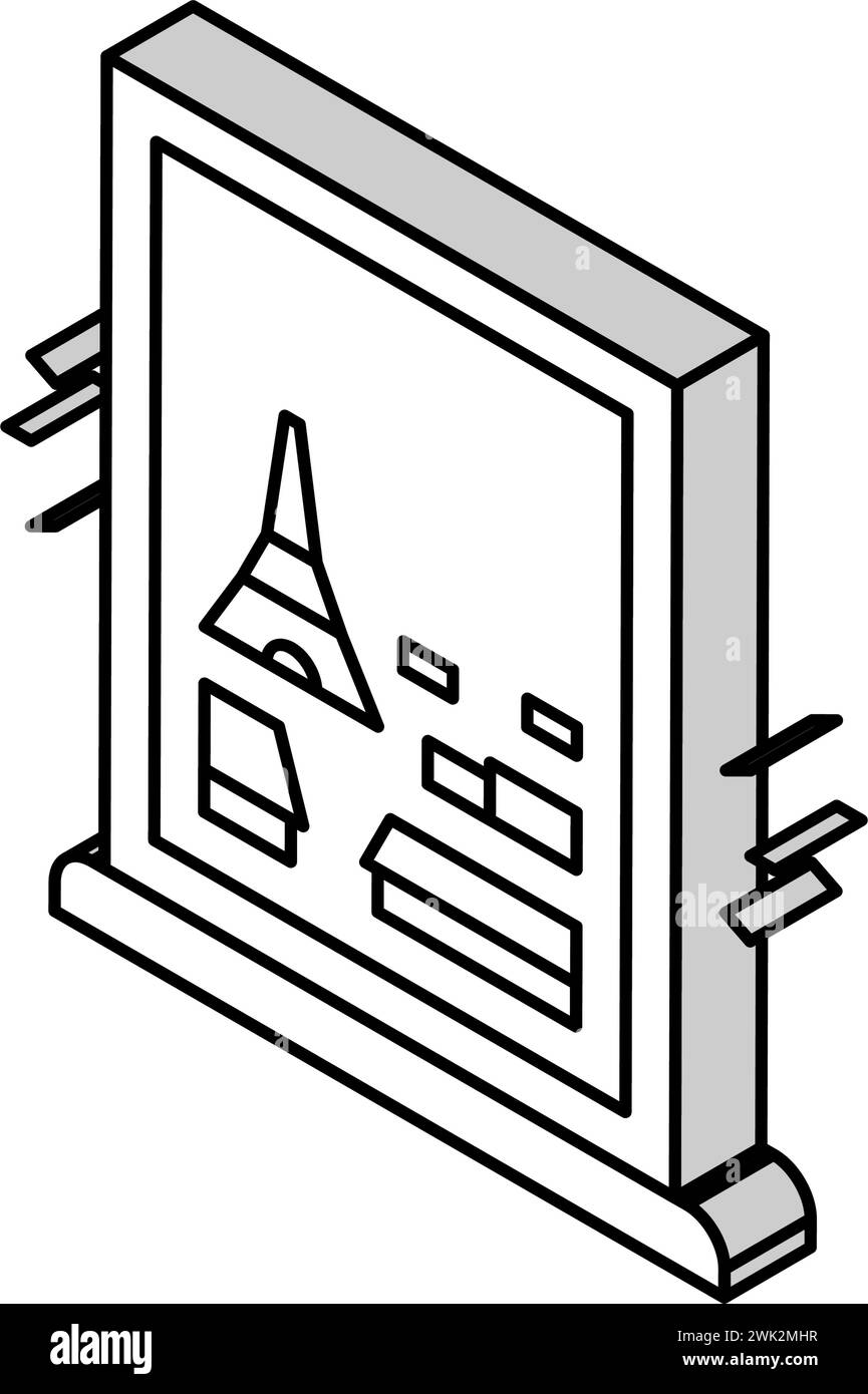 view from window on paris isometric icon vector illustration Stock ...