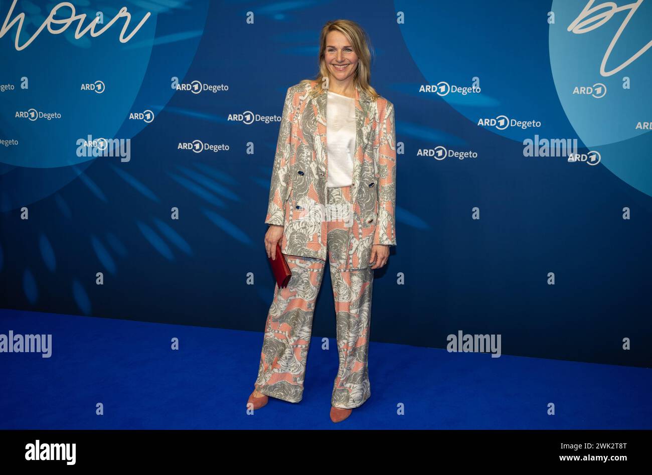 Berlin, Germany. 16th Feb, 2024. Tanja Wedhorn comes to the ARD Blue Hour Party during the 74th Berlinale. Credit: Monika Skolimowska/dpa/Alamy Live News Stock Photo