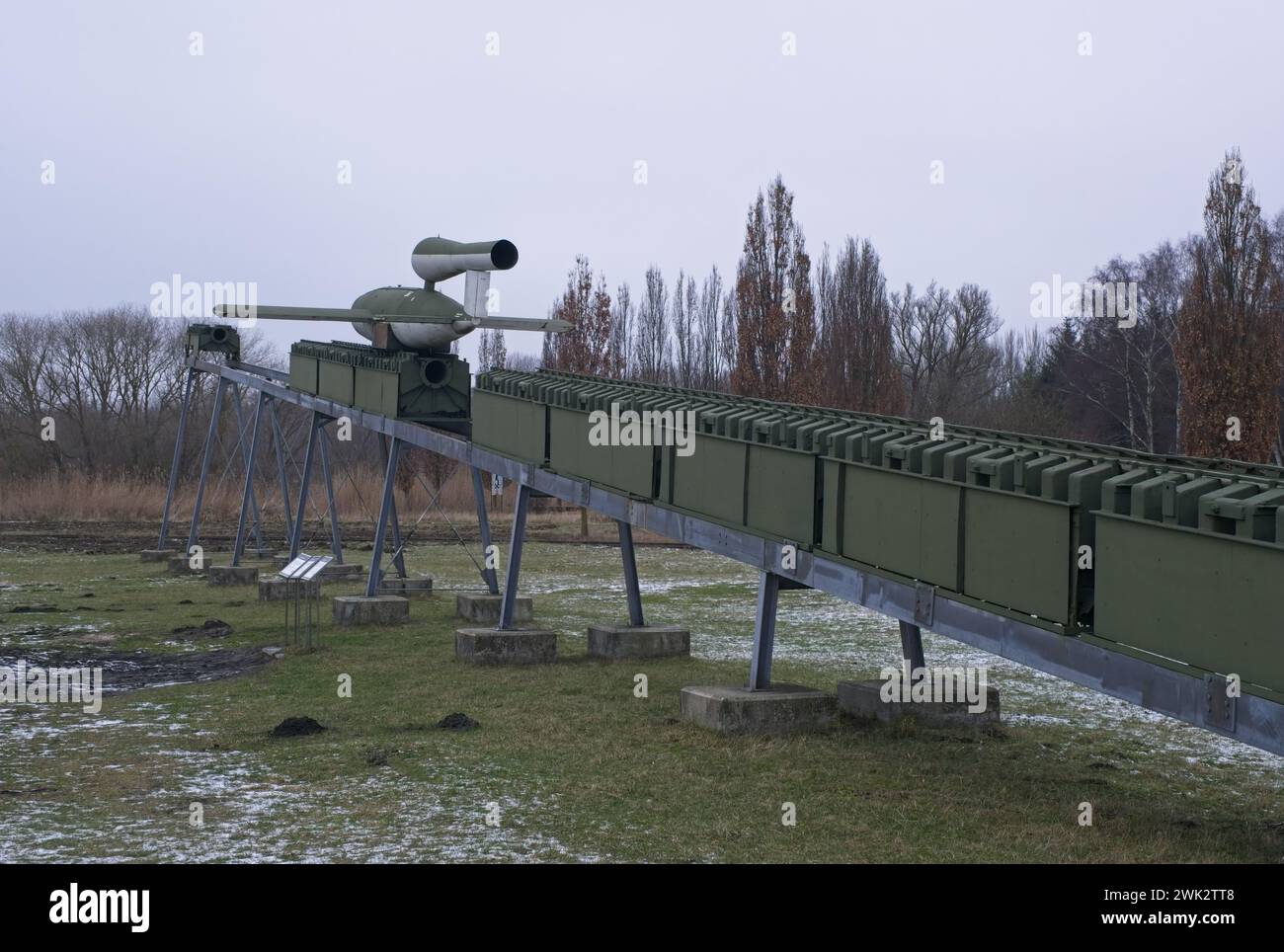 Peenemunde, Germany - Jan 10, 2024: Development and production site of the V1 and V2 rockets in Peenemunde during the Second World War. Tests on the B Stock Photo