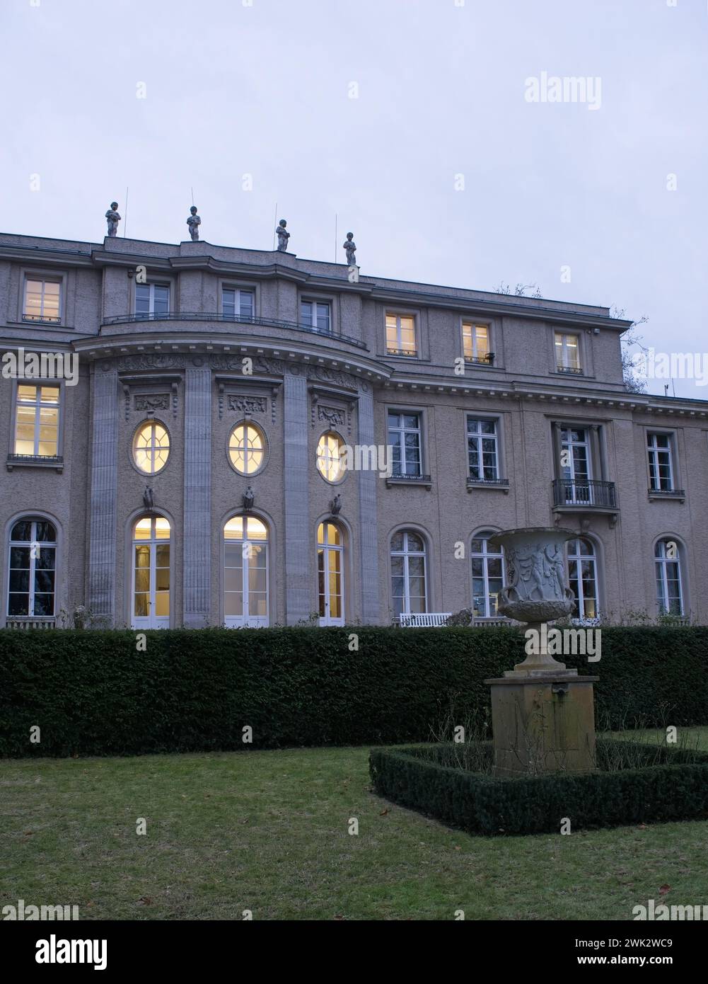 Berlin, Germany - Jan 22, 2024: Holocaust memorial and museum known as the Haus der Wannsee-Konferenz (House of the Wannsee Conference). Cloudy winter Stock Photo