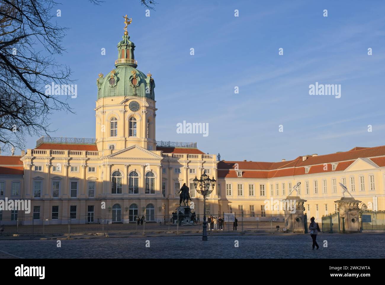 Berlin, Germany - Jan 28, 2024: Charlottenburg Palace is the largest historic palace left in Berlin after World War II. Sunny winter day. Selective fo Stock Photo