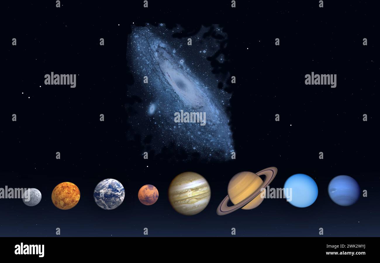 Milky Way Galaxy & The Solar System Stock Photo