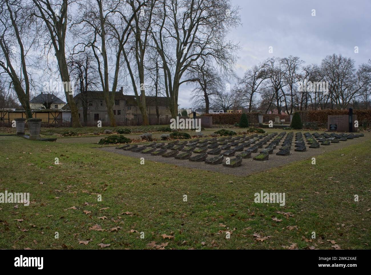 Treuenbrietzen, Germany - Feb 3, 2024: This cemetery contains the remains of hundreds of German civillians and POW's who were murdered by Soviet troop Stock Photo