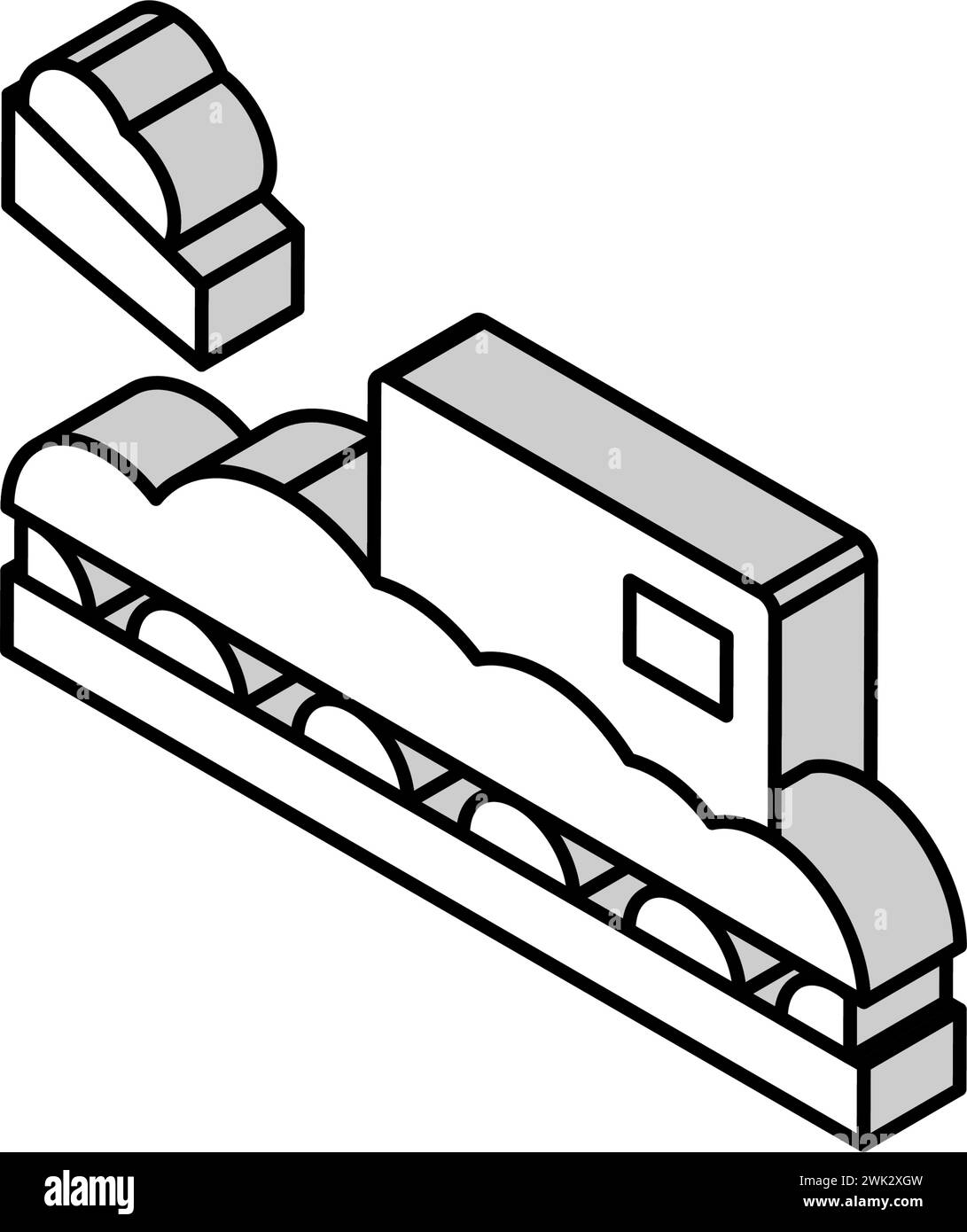 wood chips add on conveyor isometric icon vector illustration Stock Vector