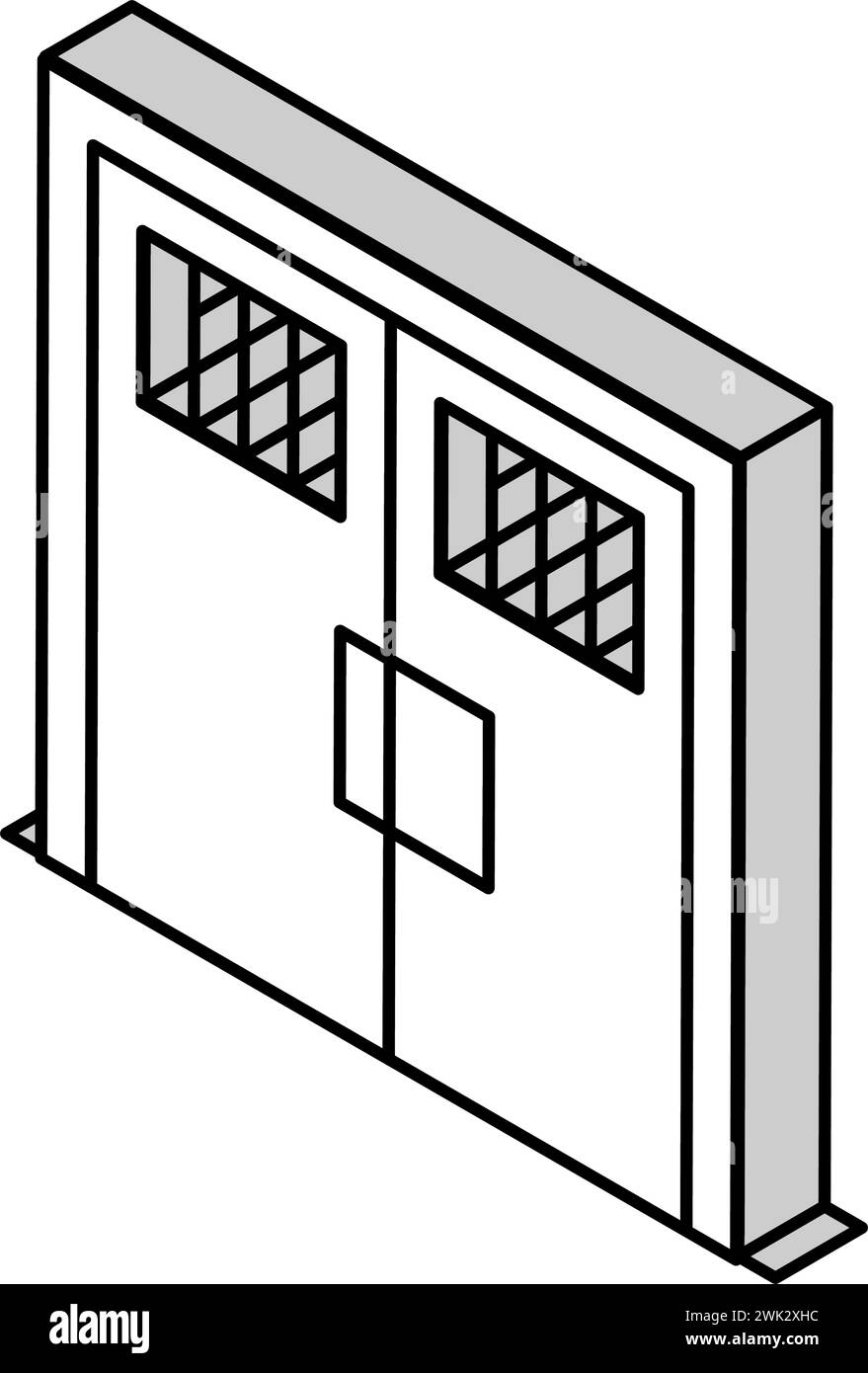 double metallic prison door isometric icon vector illustration Stock ...