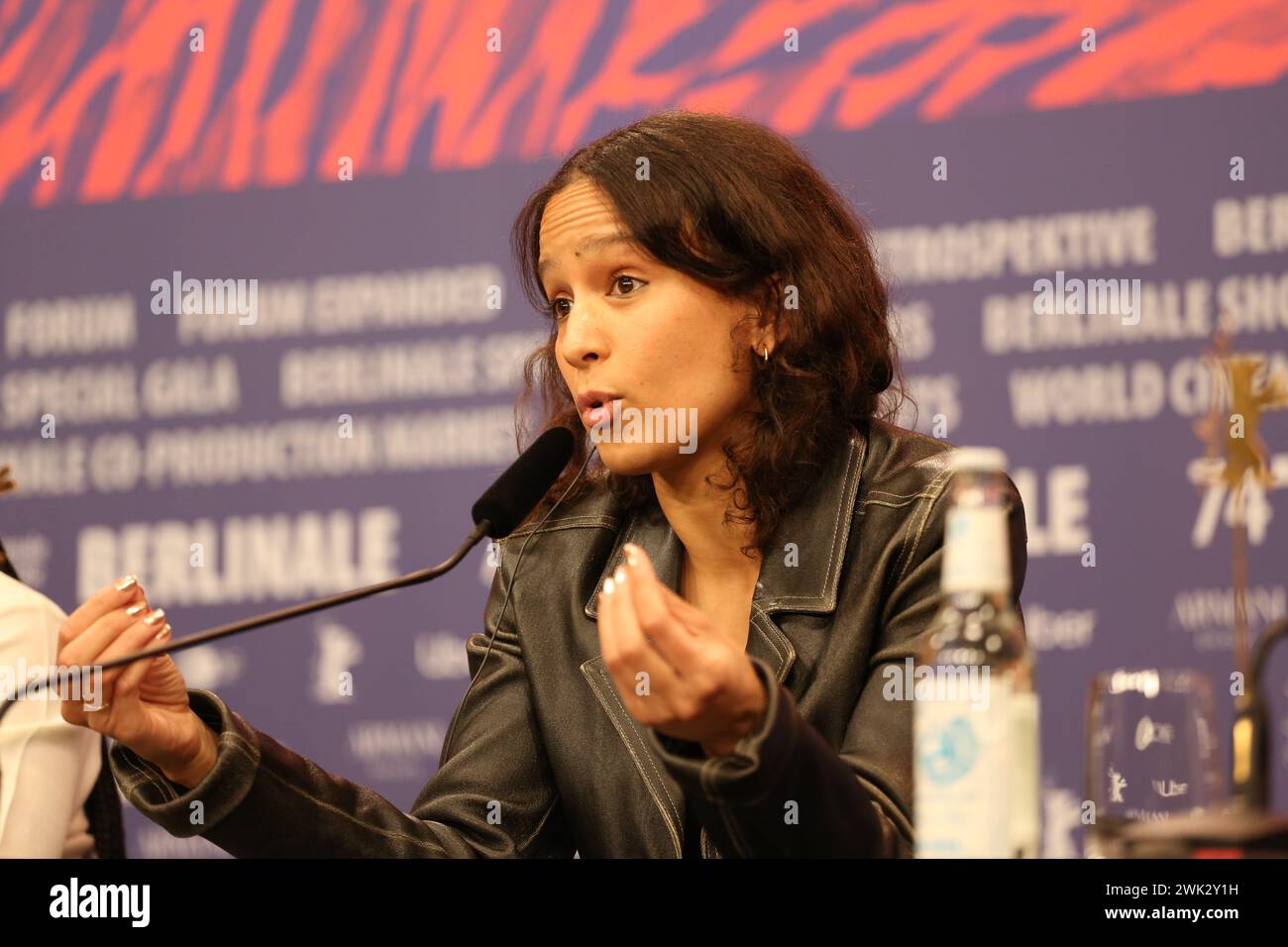 Berlin, Germany, 18th February 2024, Director and Screewriter, Mati Diop at the press conference for the film Dahomey at the 74th Berlinale International Film Festival. Photo Credit: Doreen Kennedy / Alamy Live News. Stock Photo