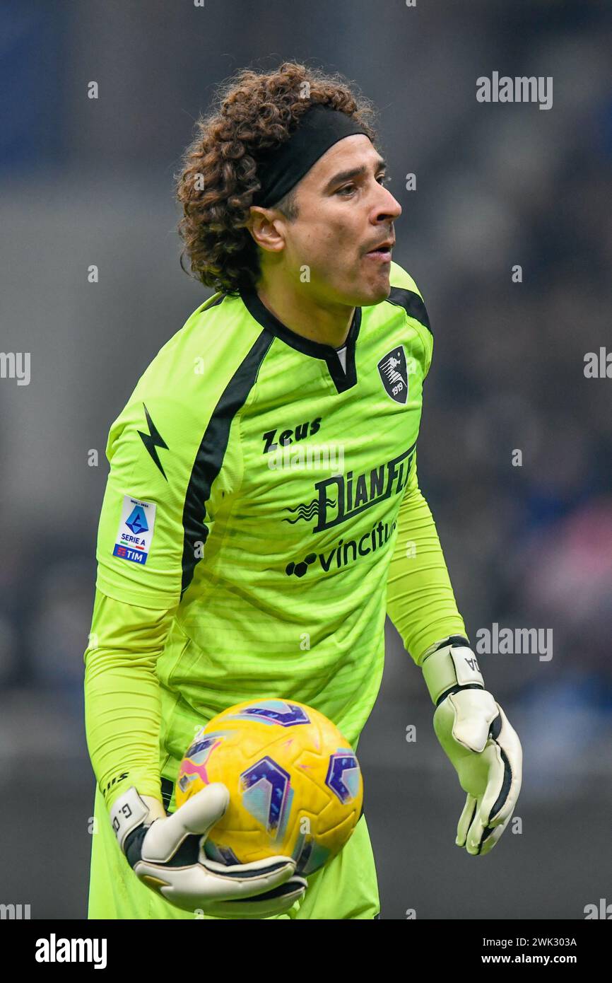 Milano, Italy. 16th, February 2024. Goalkeeper Guillermo Ochoa (13) of Salernitana seen during the Serie A match between Inter and Salernitana at Giuseppe Meazza in Milano. (Photo credit: Gonzales Photo - Tommaso Fimiano). Stock Photo