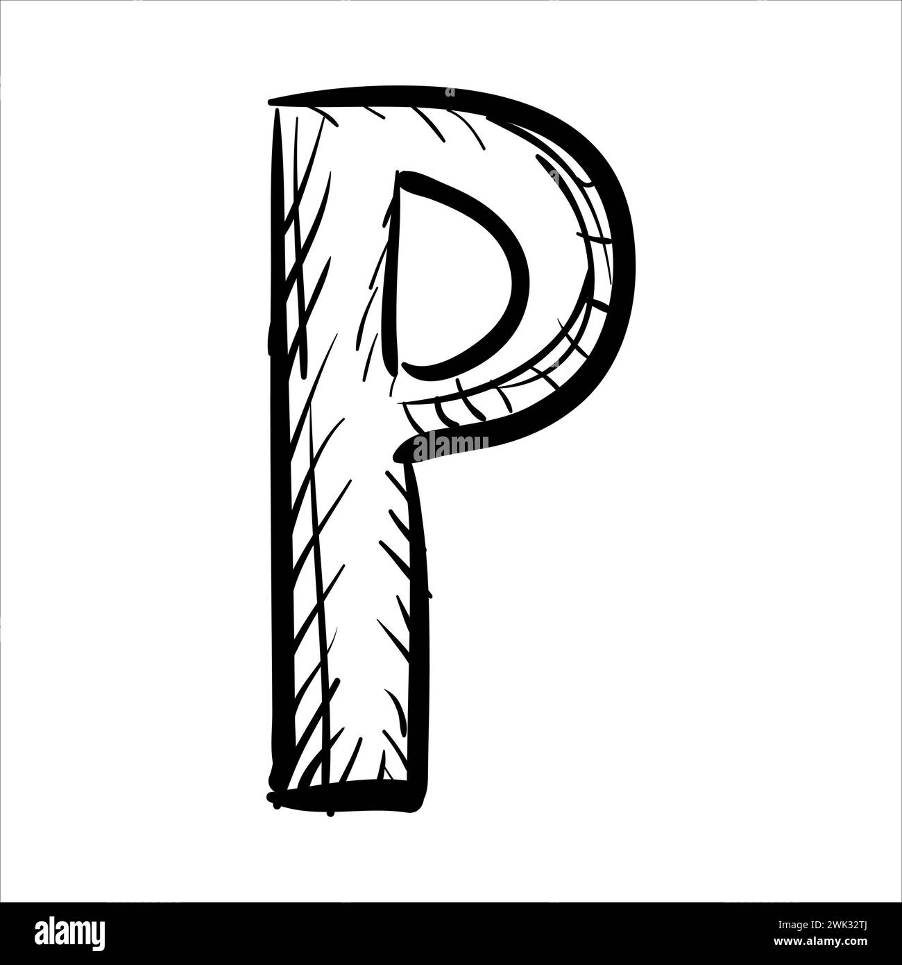 art illustration sketch abstract hand draw vector symbol icon of letter P Stock Vector