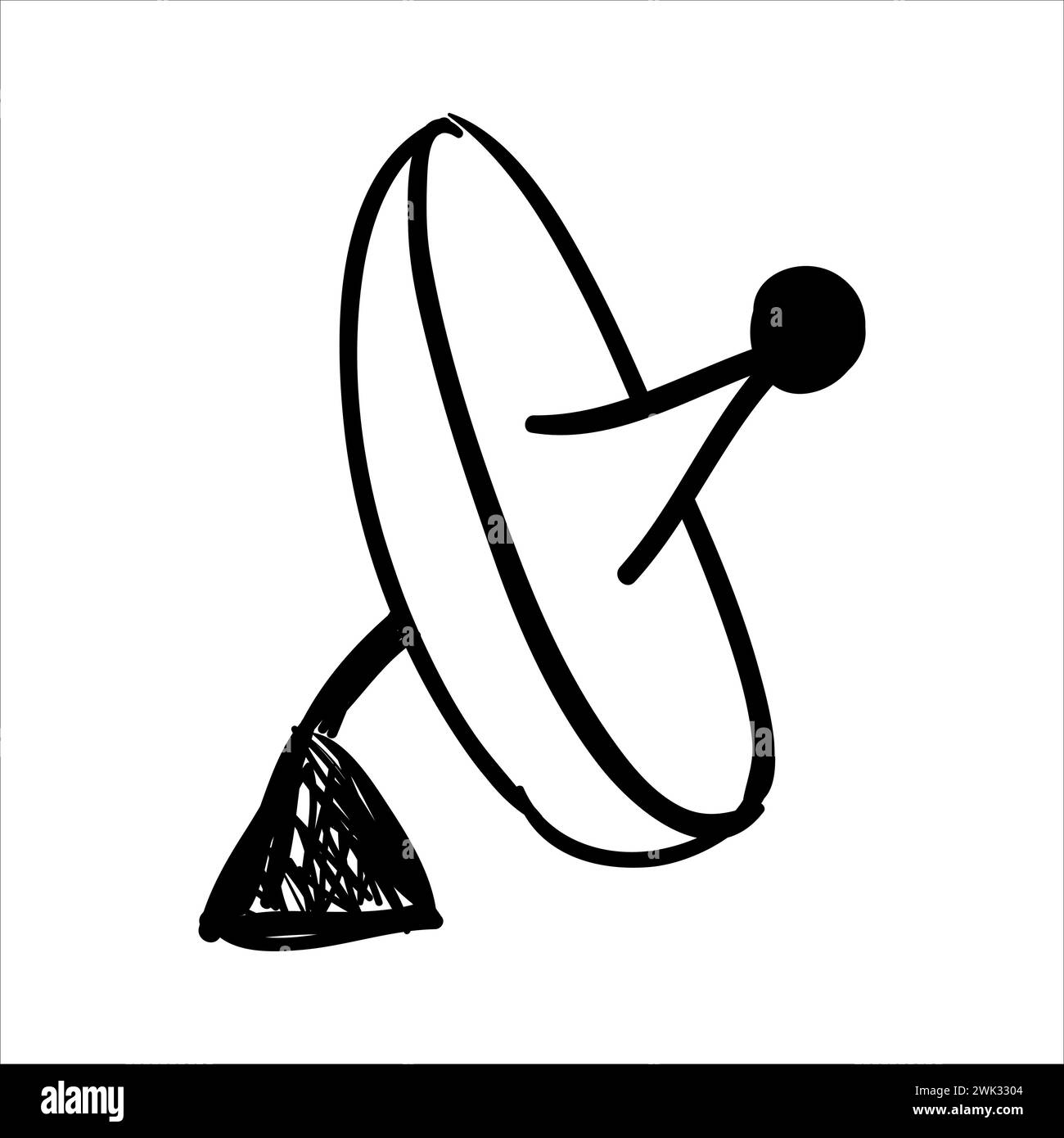 art illustration hand draw vector symbol icon of satellite dish antenna Stock Vector