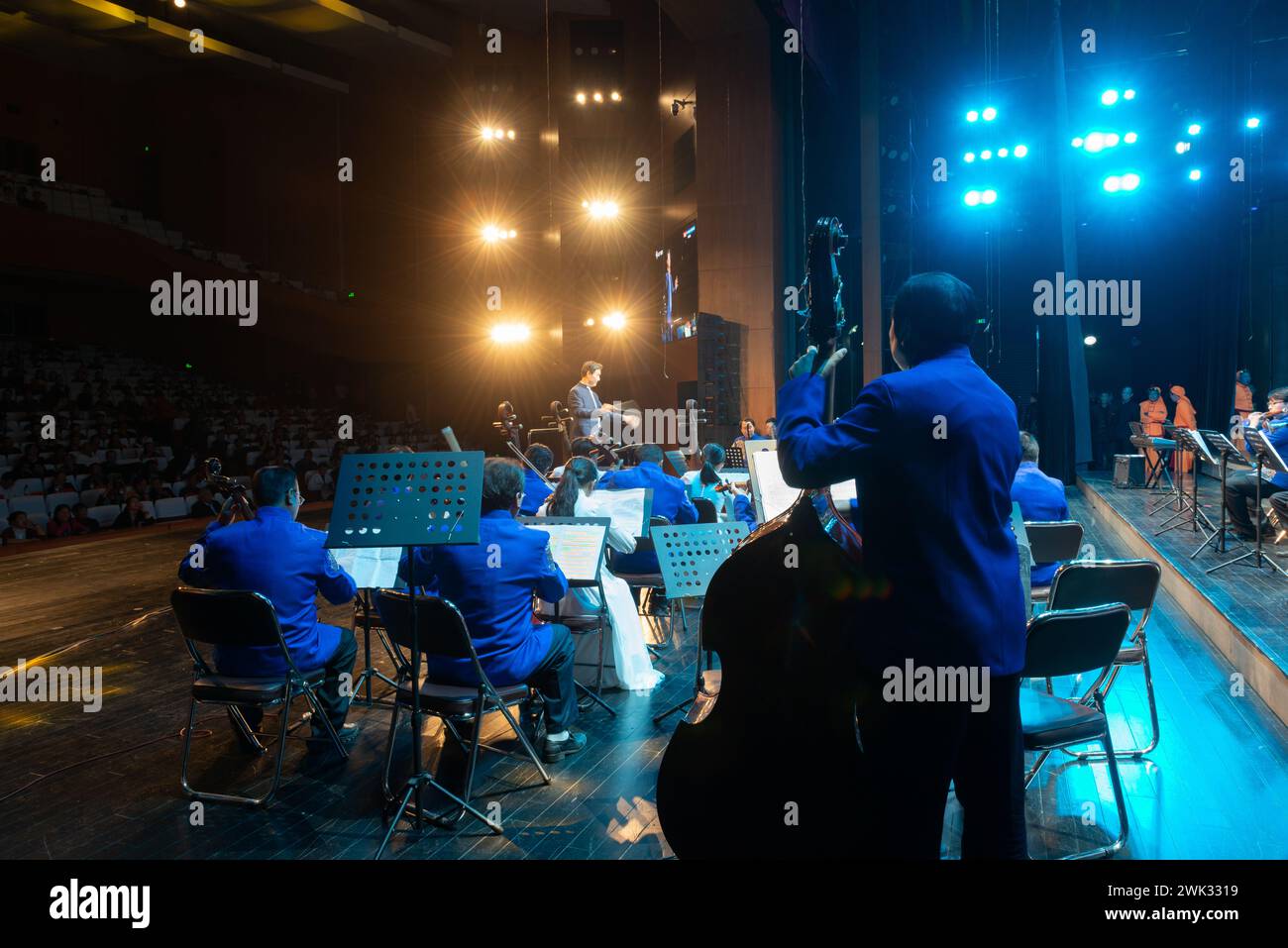 Orchestra playing Chinese music Stock Photo