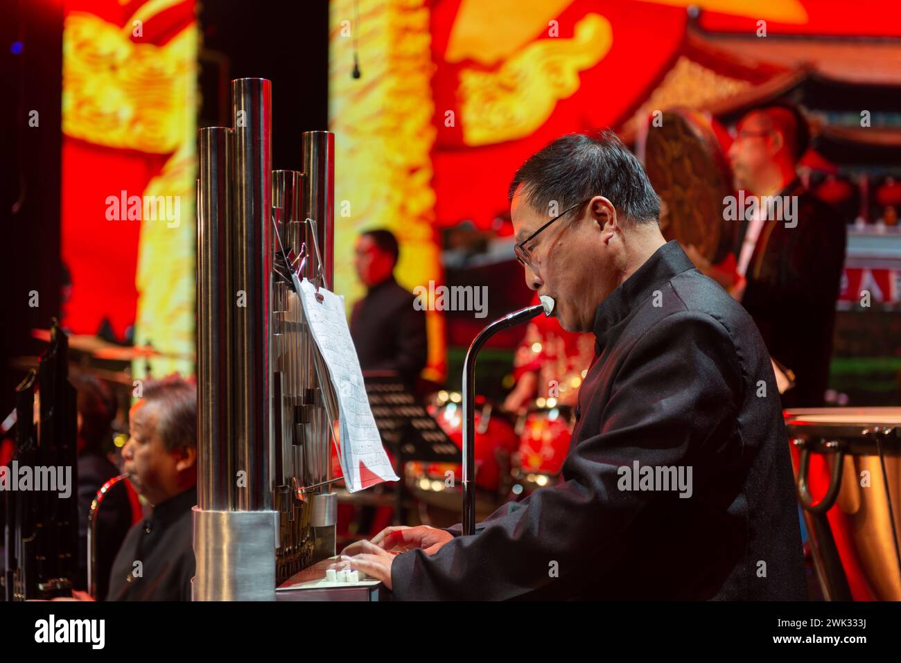 Orchestra playing traditional Chinese music Stock Photo