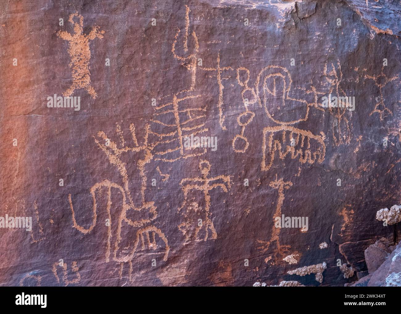 Petroglyphs, Gold Butte National Monument, near Bunkerville, Nevada. Stock Photo