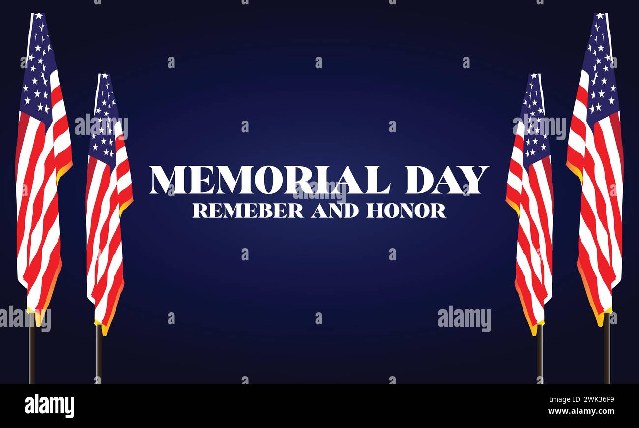 Memorial Day Stylish Text with usa flag illustration design Stock ...
