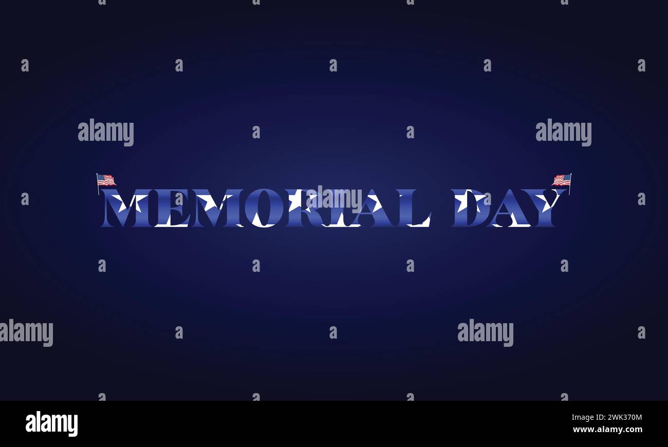 Memorial Day Stylish Text with usa flag illustration design Stock ...