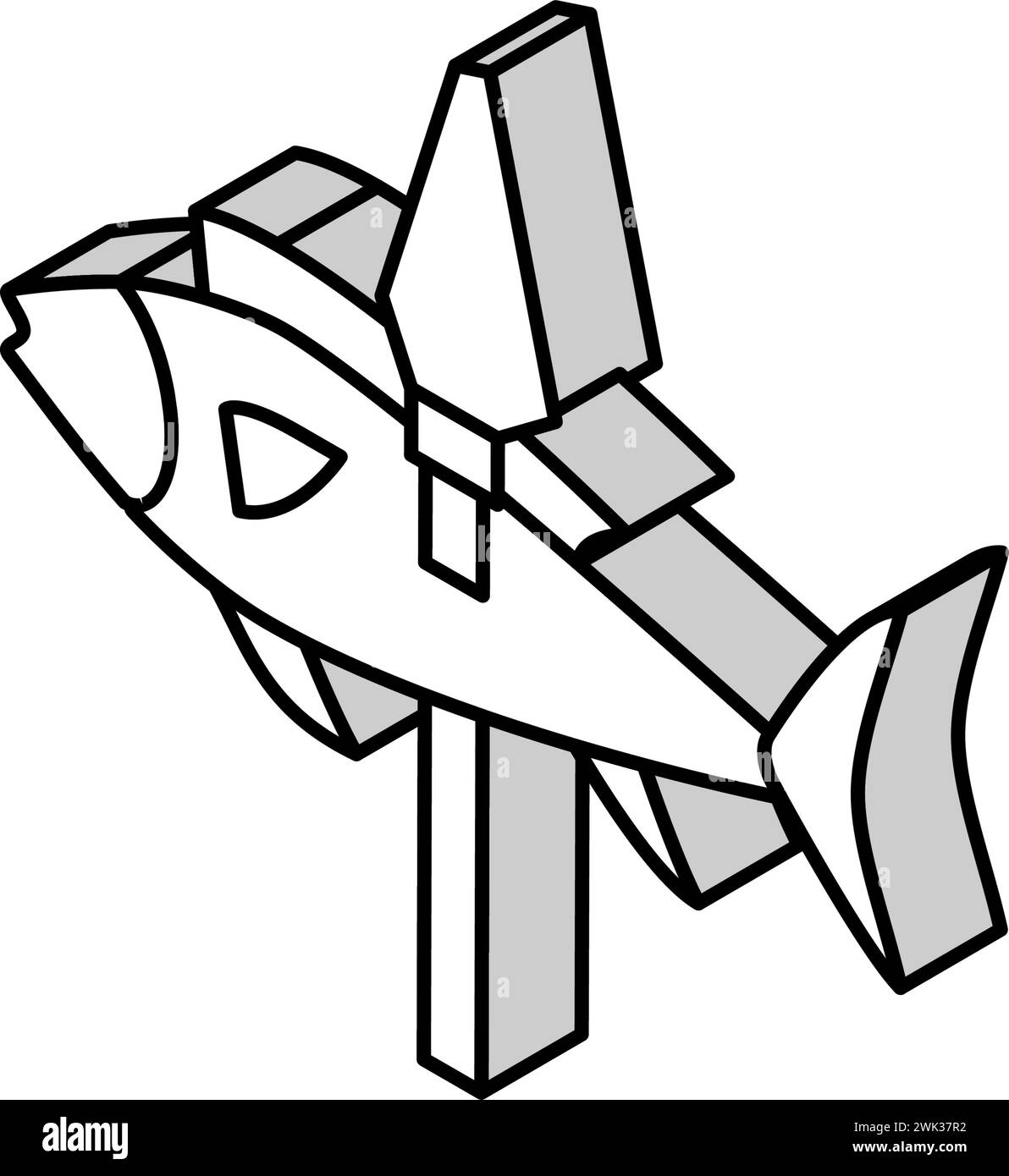 fish on spear isometric icon vector illustration Stock Vector Image ...