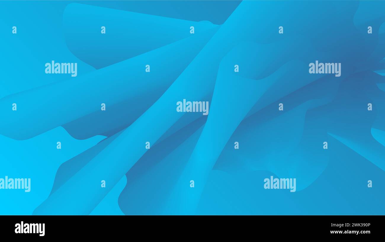 Wavy abstract object background in blue, 3D architectural effect ...