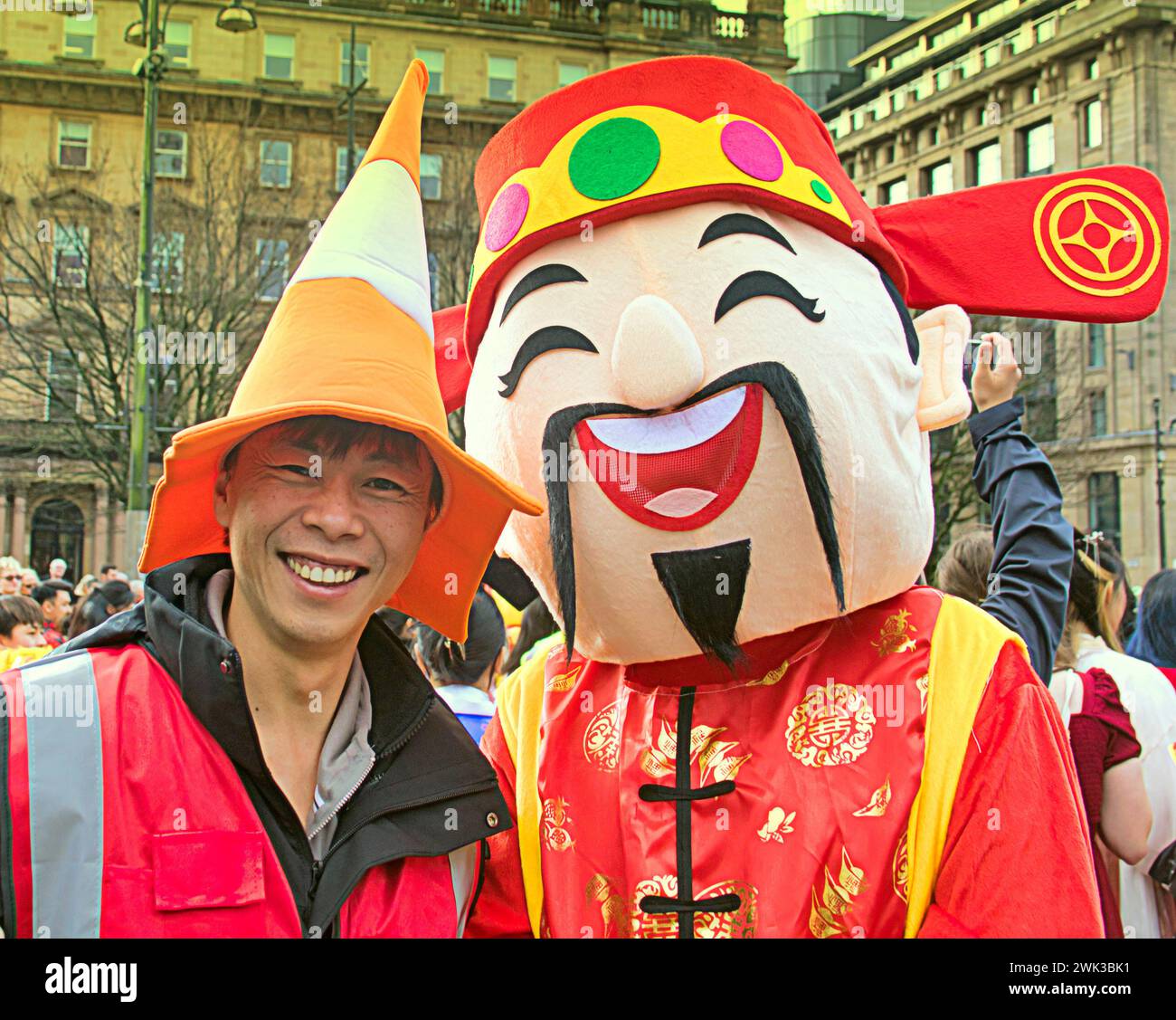 Glasgow, Scotland, UK. 18th February, 2024. Year of the Dragon and Glasgow's annual Chinese New Year Celebrations return to George Square.  Chinese Cultural and Welfare Society Scotland hold their annual public display with a lion dance. Credit Gerard Ferry/Alamy Live News Stock Photo