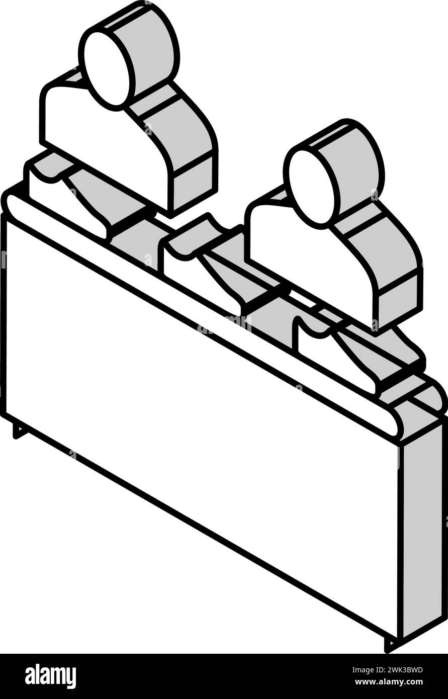 shoe conveyor control workers isometric icon vector illustration Stock ...