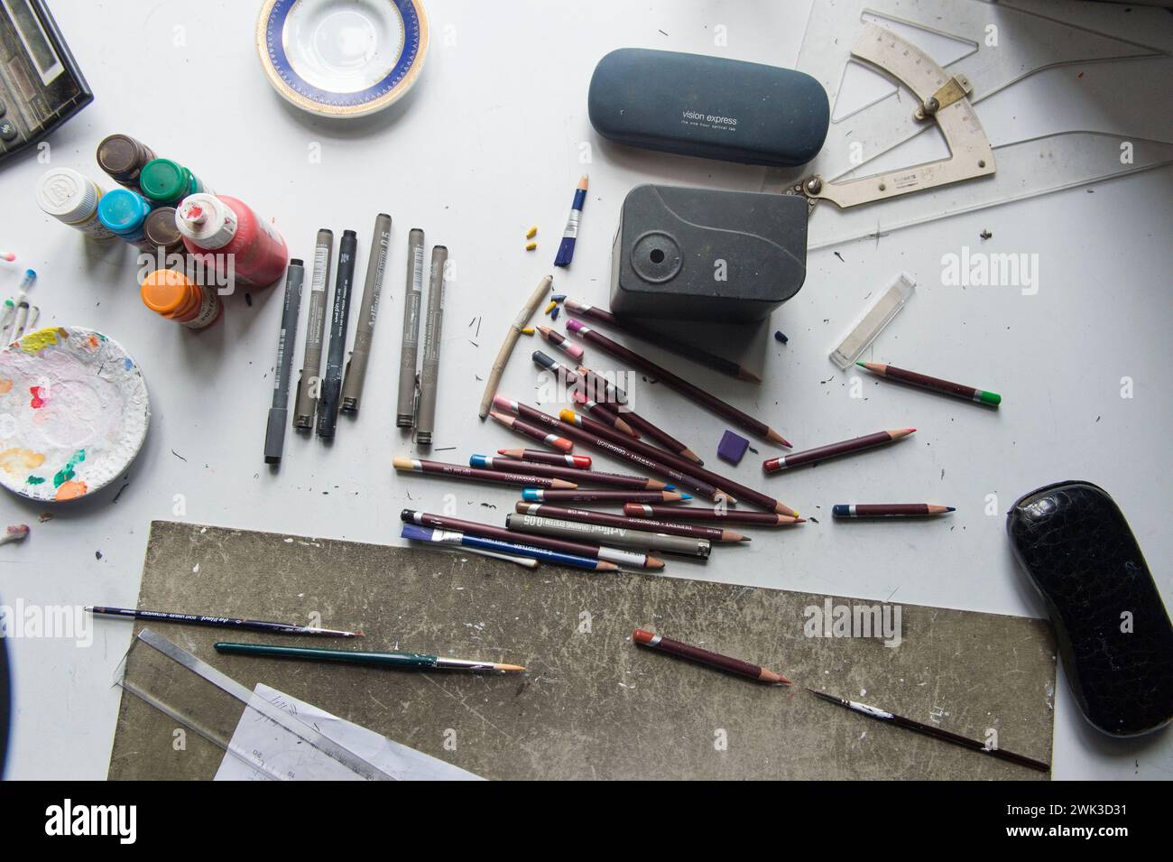 A draftsman's workplace Stock Photo