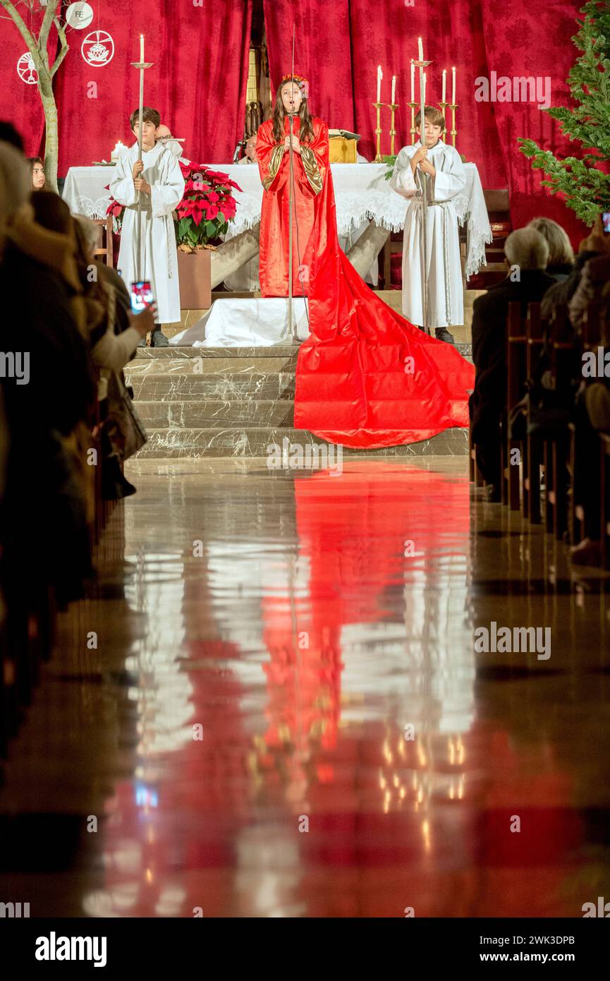 During Christmas mass in Mallorca, the “Cant de la Sibil·la” (Song of the Sybil) is traditionally performed. Stock Photo