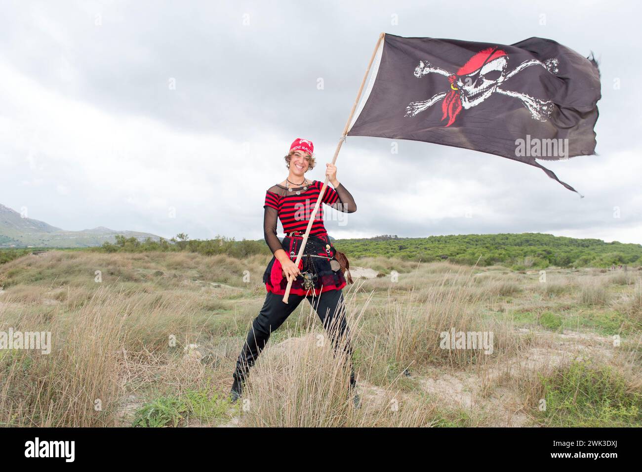 Day trip for vacationing children with Mini Mallorca, the pirate tour. Stock Photo
