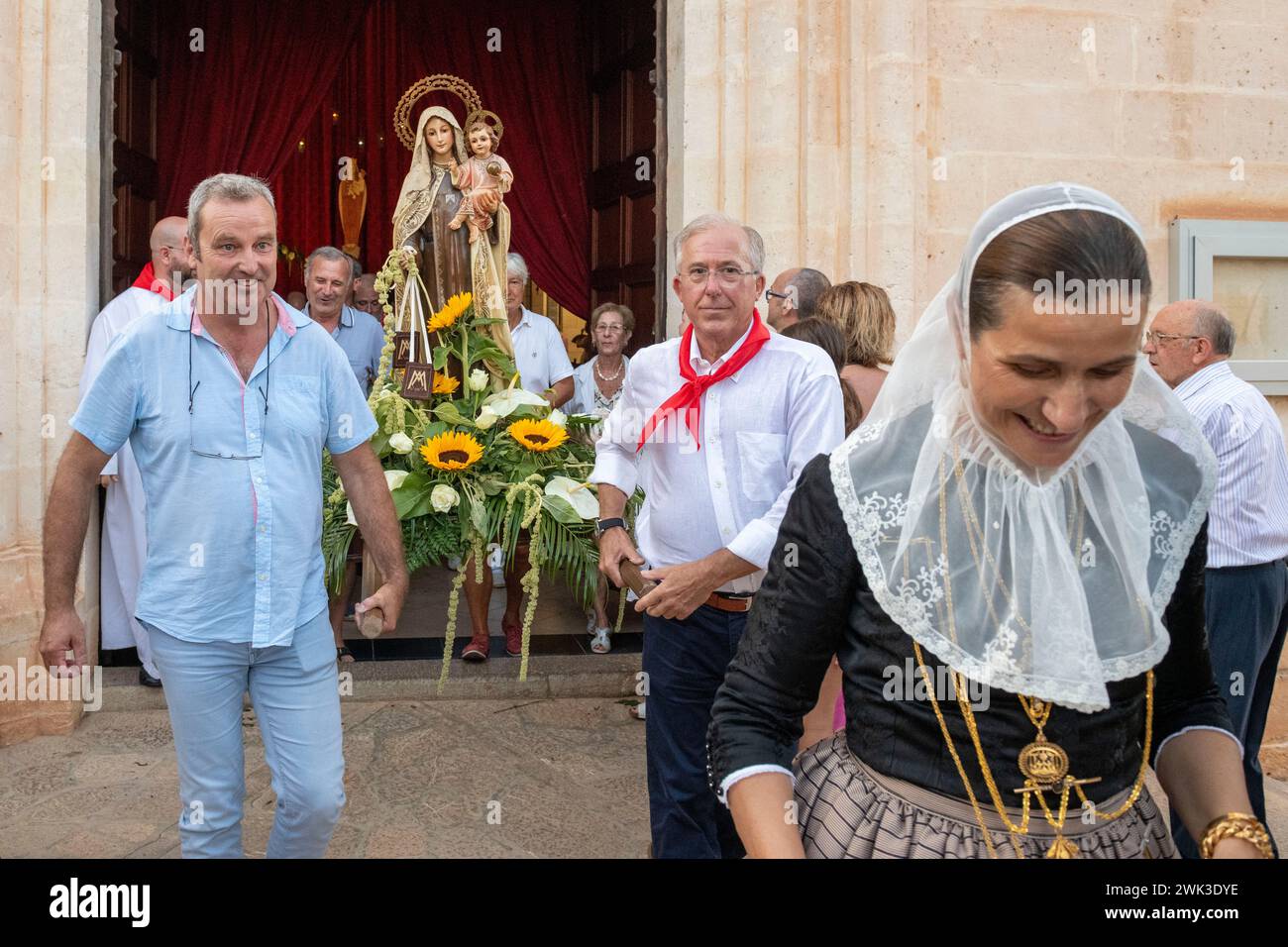 Procession of the patron saint of the village of Porto Cristo Stock Photo