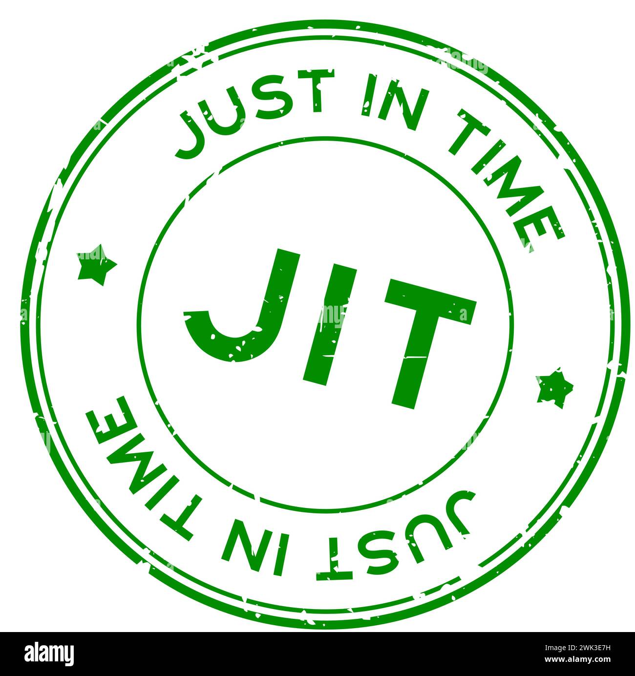 Grunge green JIT just in time word round rubber seal stamp on white background Stock Vector