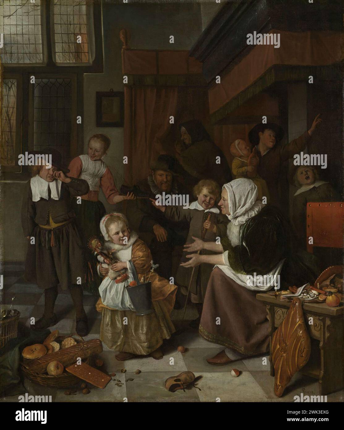 The Feast of St Nicholas, Jan Havicksz. Steen, 1665 - 1668 Stock Photo