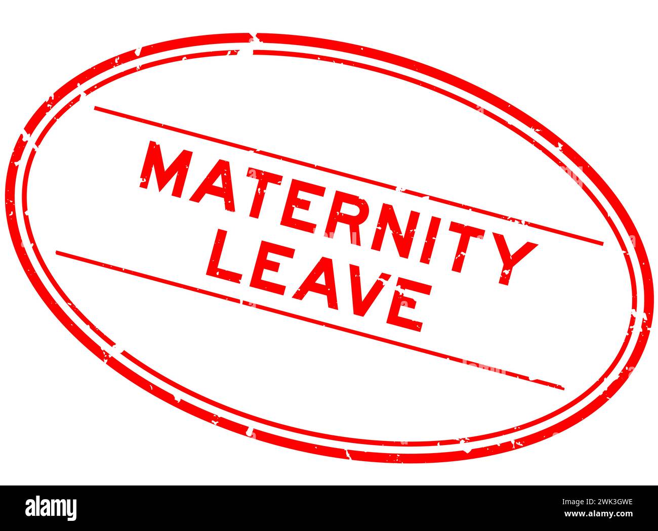Grunge red maternity leave word oval rubber seal stamp on white background Stock Vector Image