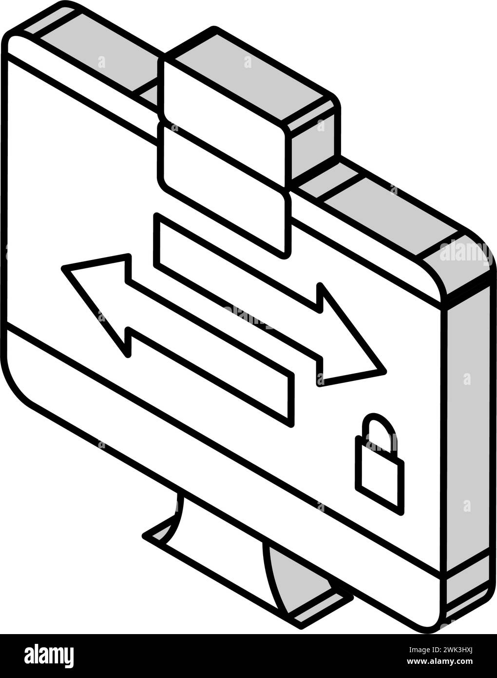 Data exchange between servers isometric icon vector illustration stock