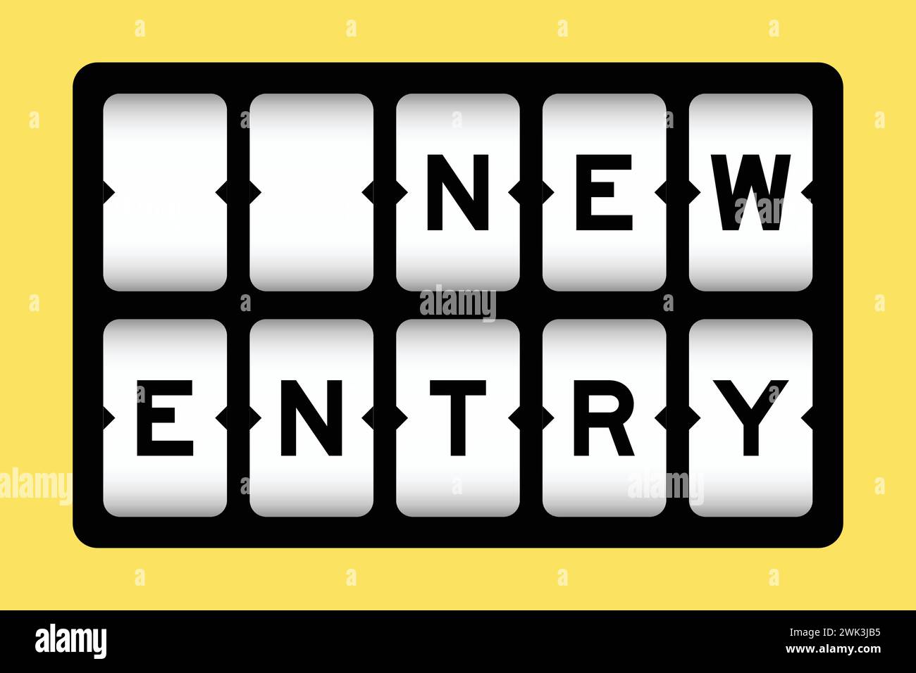 Black color in word new entry on slot banner with yellow color