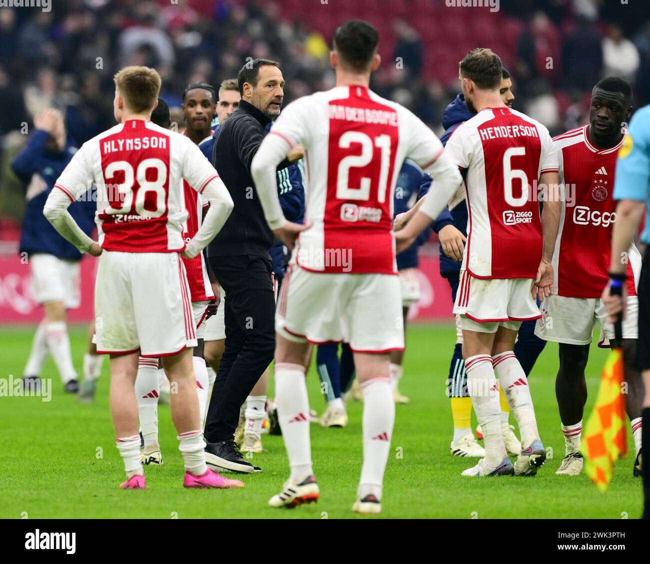 AMSTERDAM - Ajax coach John van't Schip after the Dutch Eredivisie match between Ajax Amsterdam and NEC Nijmegen in the Johan Cruijff ArenA on February 18, 2024 in Amsterdam, the Netherlands. ANP OLAF KRAAK Stock Photo