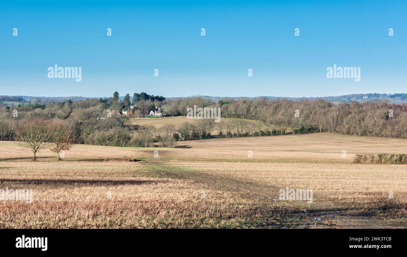 View from Eridge along the High Weald Landscape Trail near Royal Tunbridge Wells in Kent, England Stock Photo