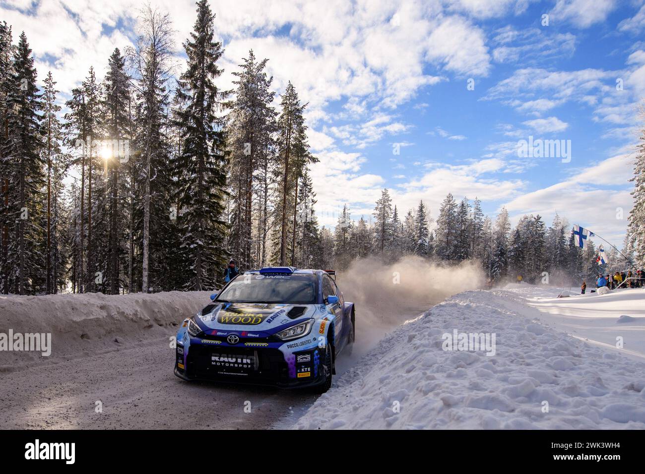 Umea, Sweden. 17th Feb, 2024. Driver Roope Korhonen and co-driver Anssi ...