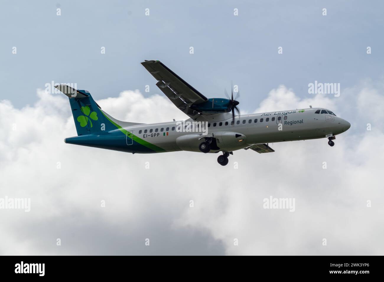 EI-GPP - Aer Lingus Regional ATR 72-600 landing at Newquay Airport Stock Photo