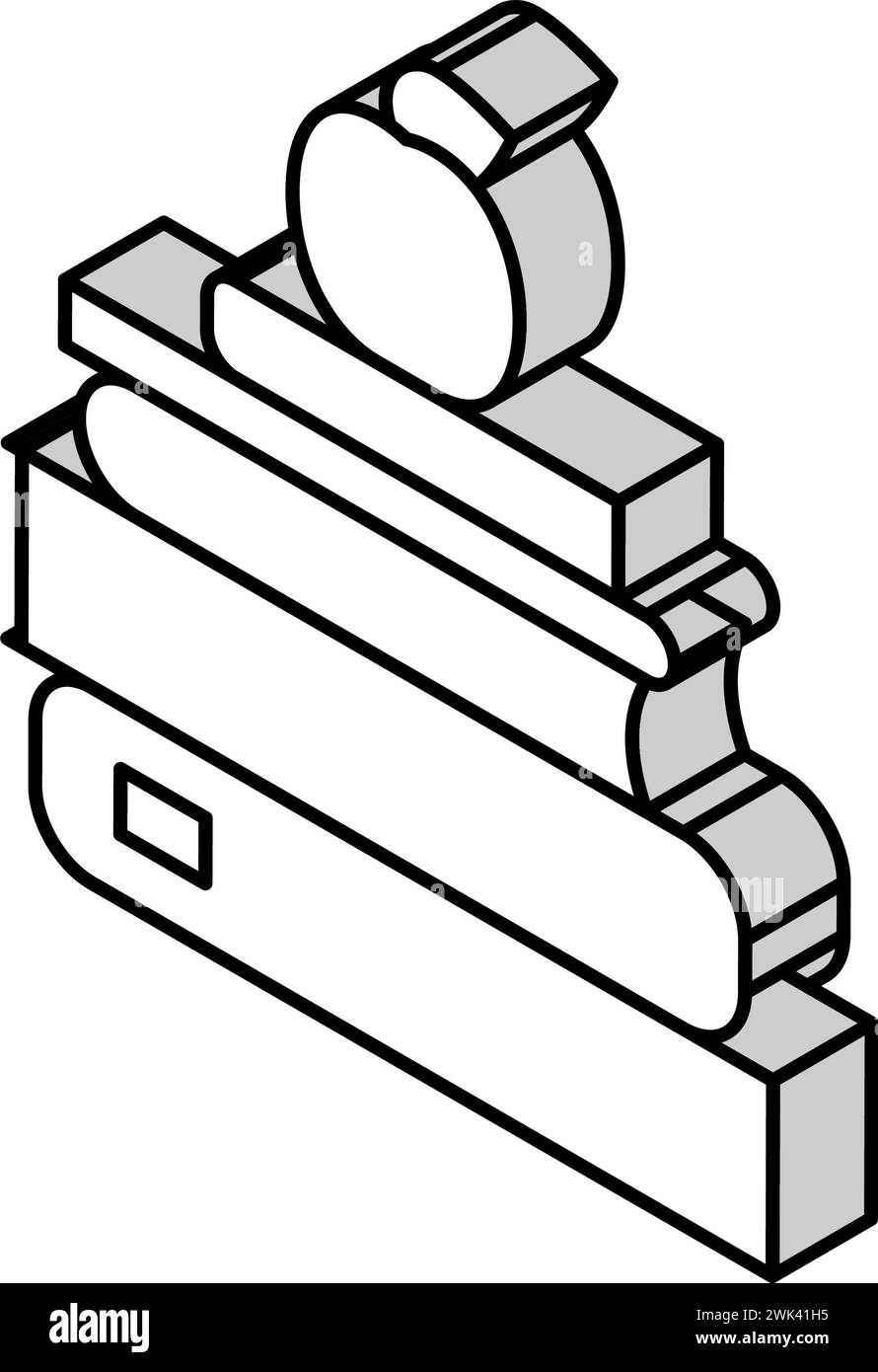 educational books and apple isometric icon vector illustration Stock ...