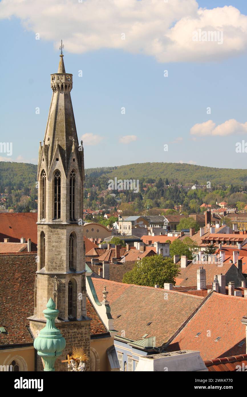 Steeple of Goat Church, Sopron Stock Photo