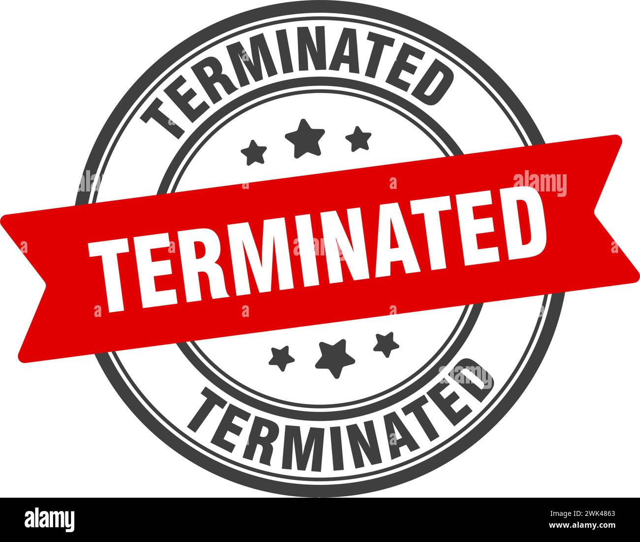 terminated stamp. terminated round sign. label on transparent ...