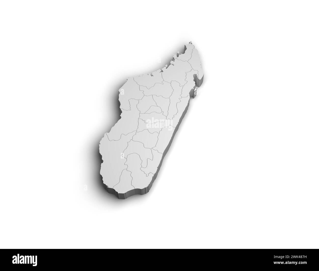3d Madagascar map illustration white background isolate Stock Photo