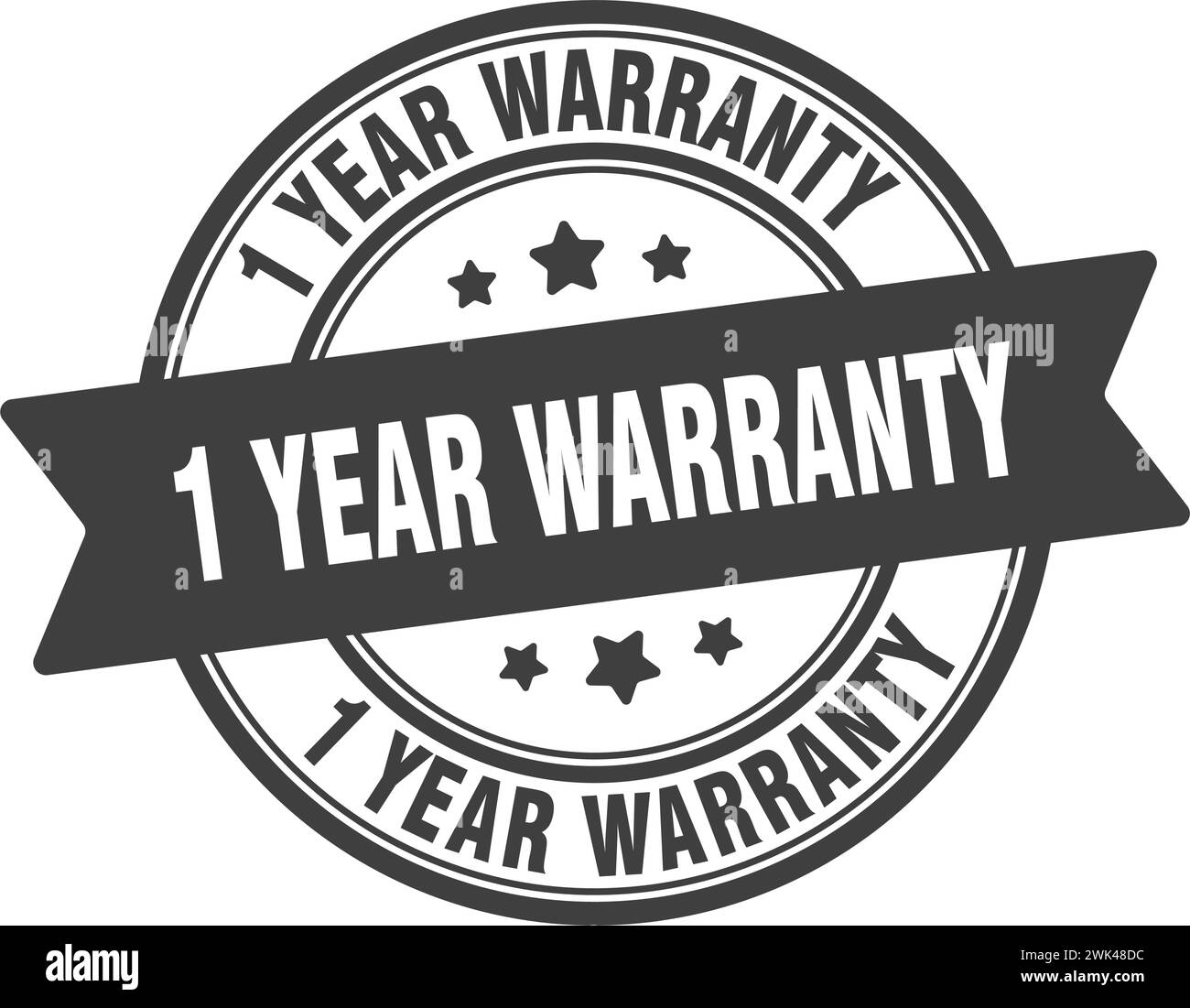 1 year warranty stamp. 1 year warranty round sign. label on transparent ...