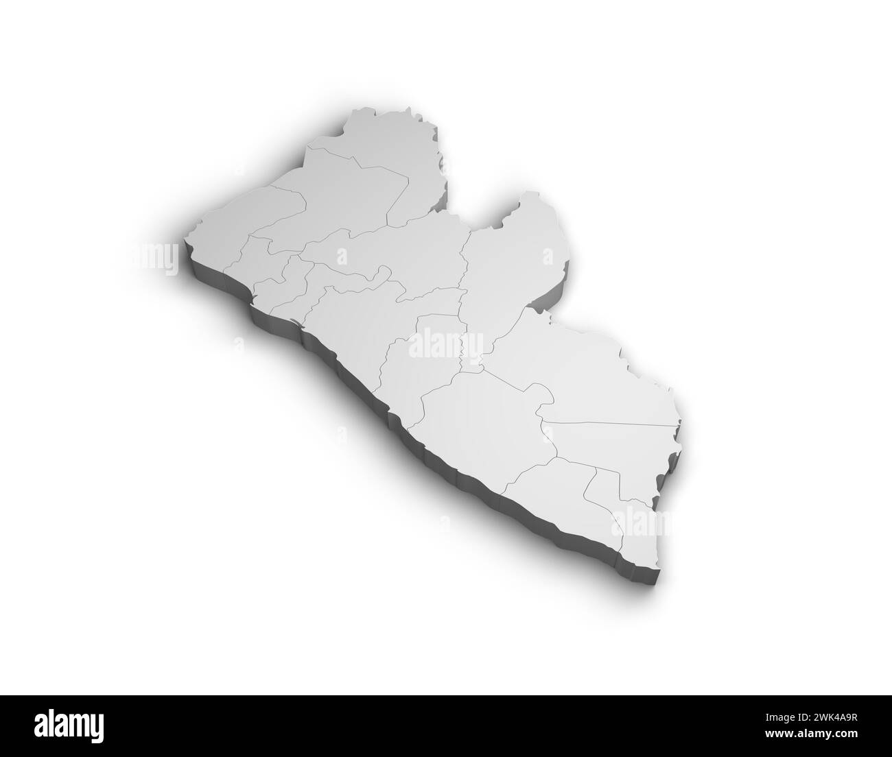 3d Liberia map illustration white background isolate Stock Photo