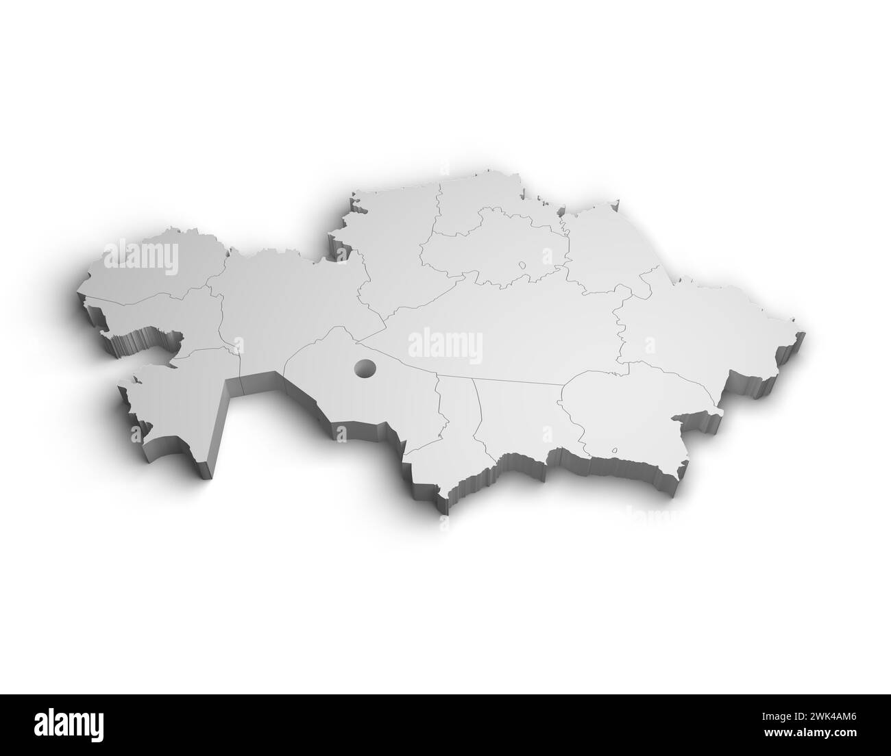 3d Kazakhstan map illustration white background isolate Stock Photo