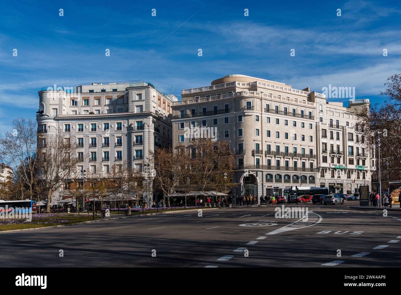Madrid, Spain - January 28, 2024: Luxury residential buildings in Plaza de la Independencia Stock Photo