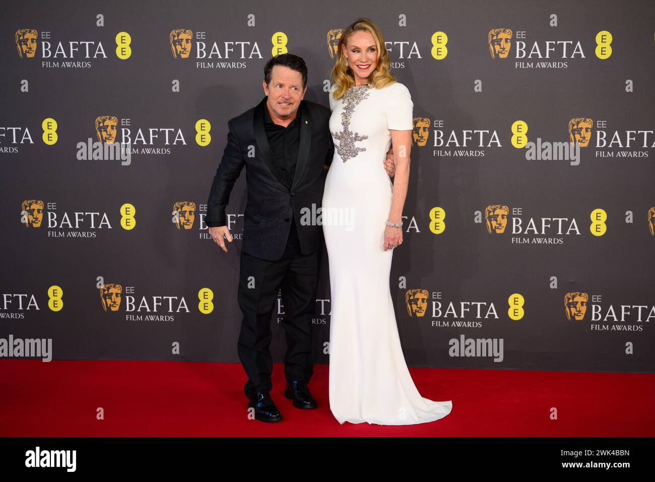 London, UK. Sunday 18th February 2024. Michael J. Fox and Tracy Pollan ...
