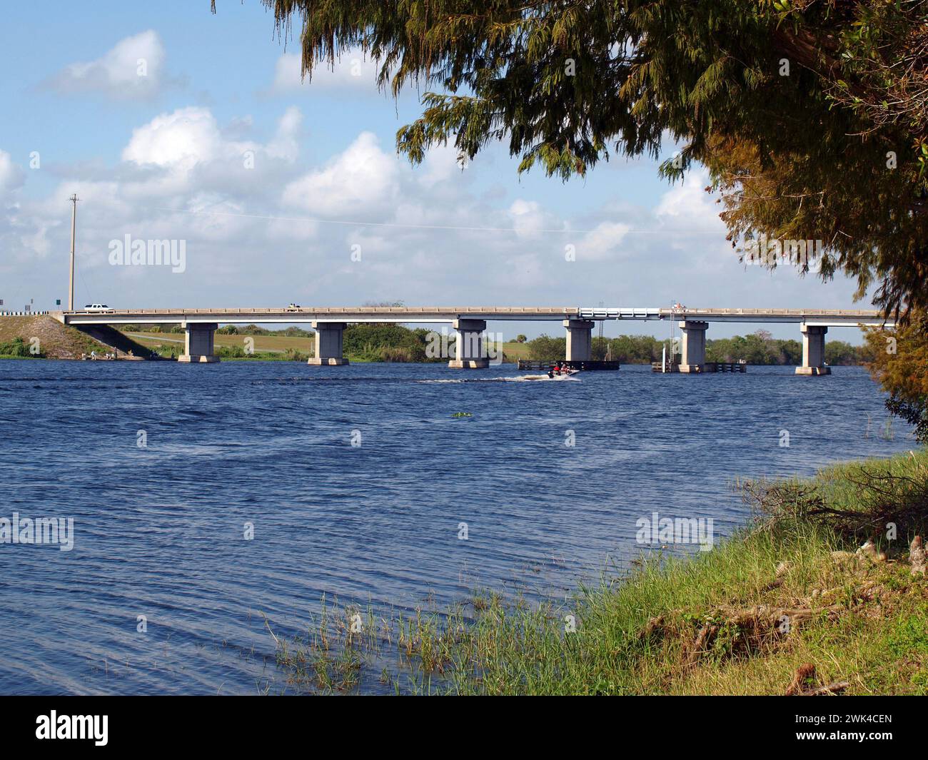 Bridge of Highway 78 over the Kissimmee River near its delta to Lake