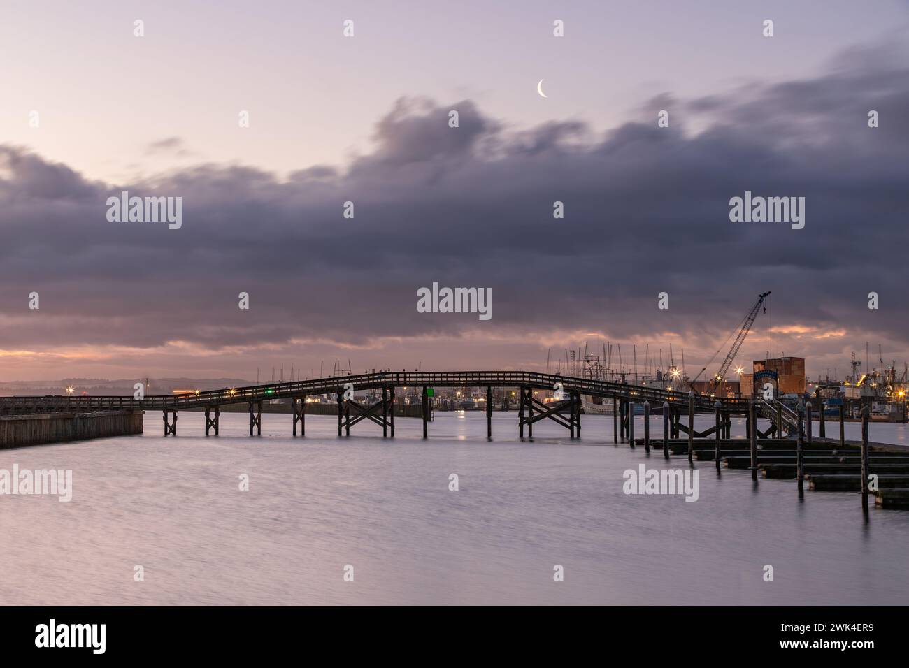 Westport WA USA Feb 6 2024 Float 20 Public Fishing Pier at sunrise