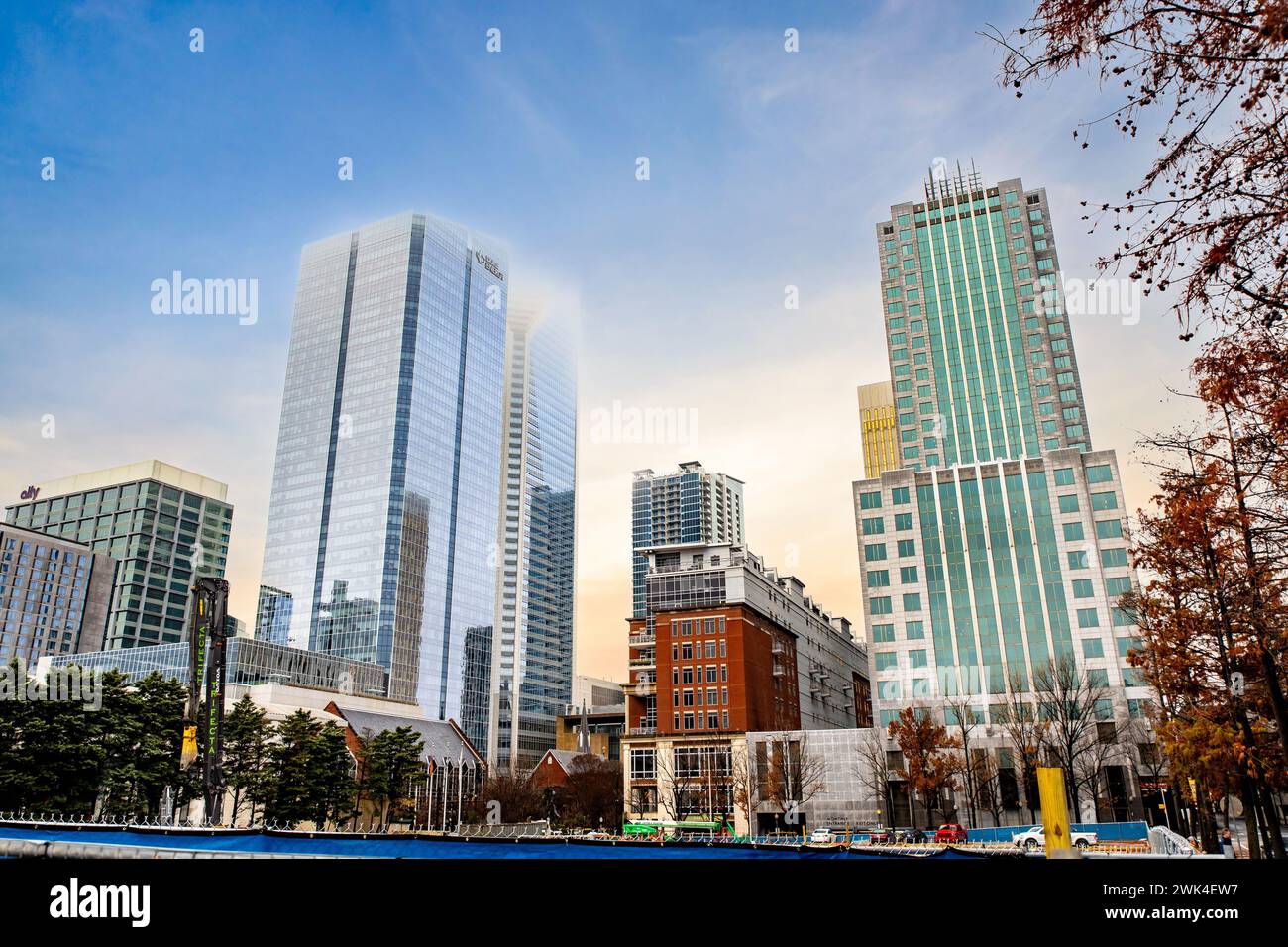 Charlotte, NC, USA - 12-27-2023: Charlotte modern city center skyscraper buildings noone Stock Photo