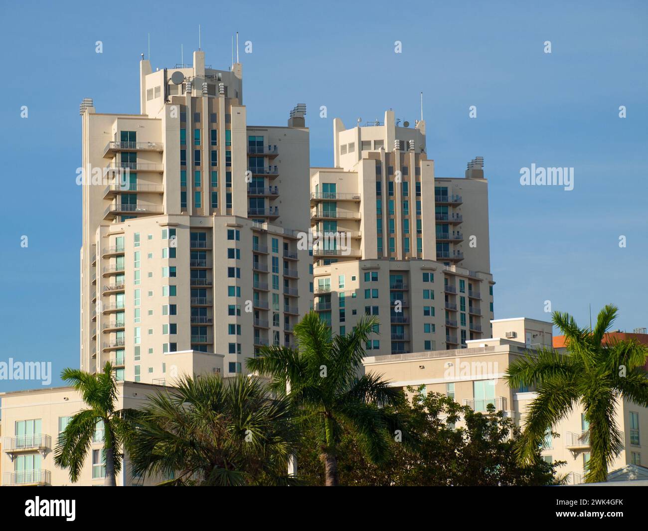 Miami, Florida, United States - Apartment buildings in downtown Kendall. Rental condos. Stock Photo